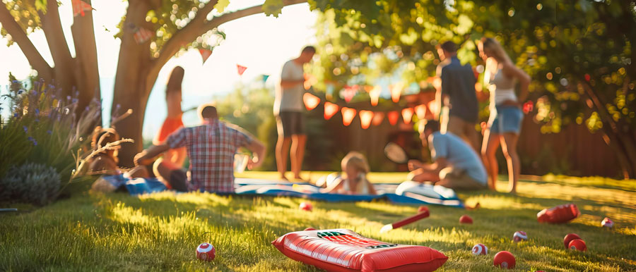 juegos de campamento rodeado de árboles