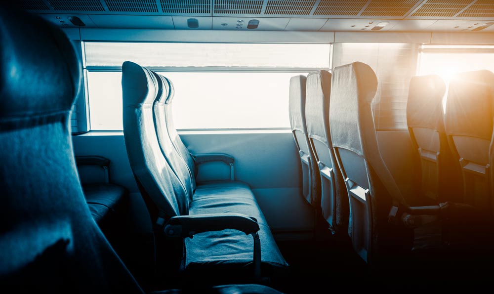 Asiento en autocar en un viaje largo