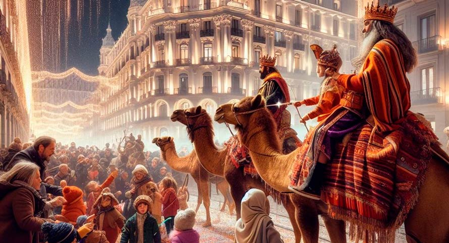 Cabalgata de reyes magos en Madrid